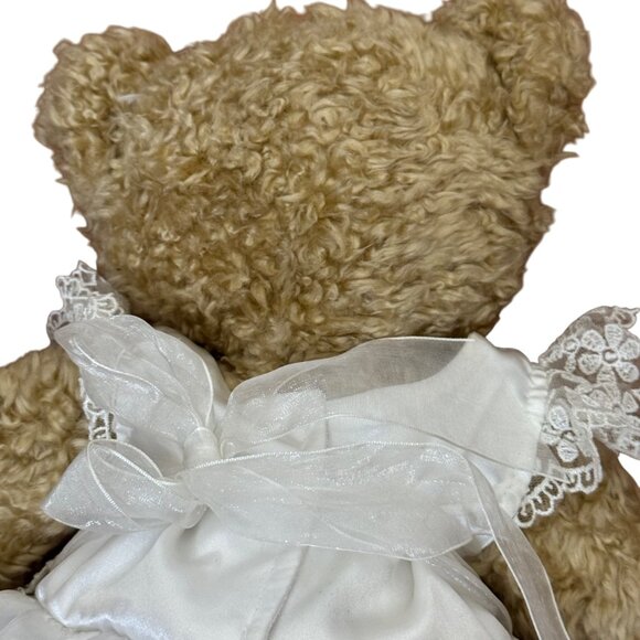 Build-A-Bear Workshop Teddy Bear Plush w/ White Wedding Lace Dress 16” Bow Back - Picture 5 of 14